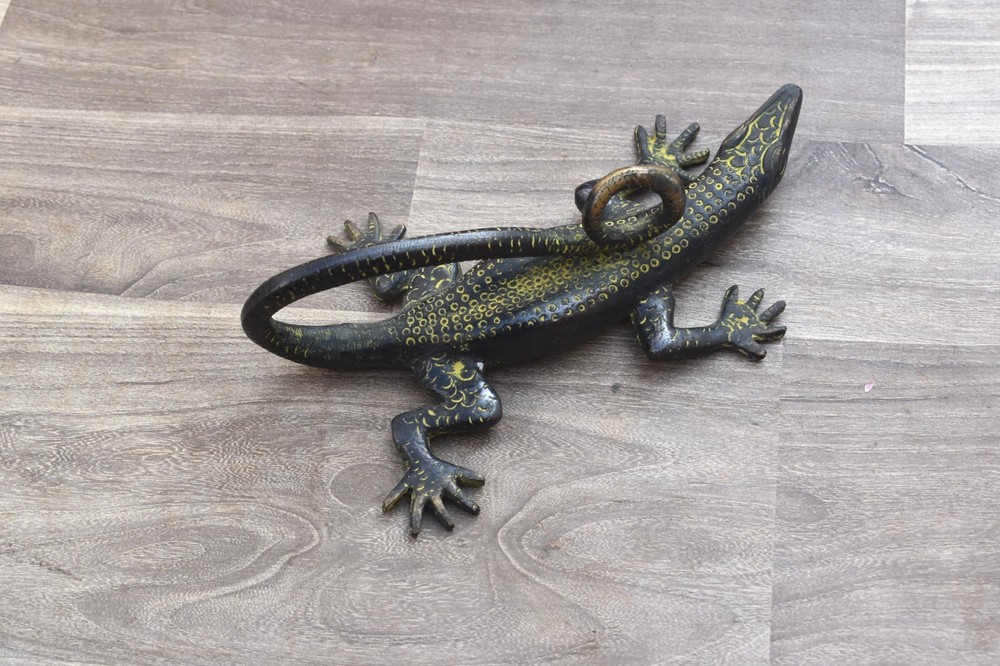 Vintage Brass Door Handle pull Lizard Heavy Gate Pull Handle Table Decor statue
