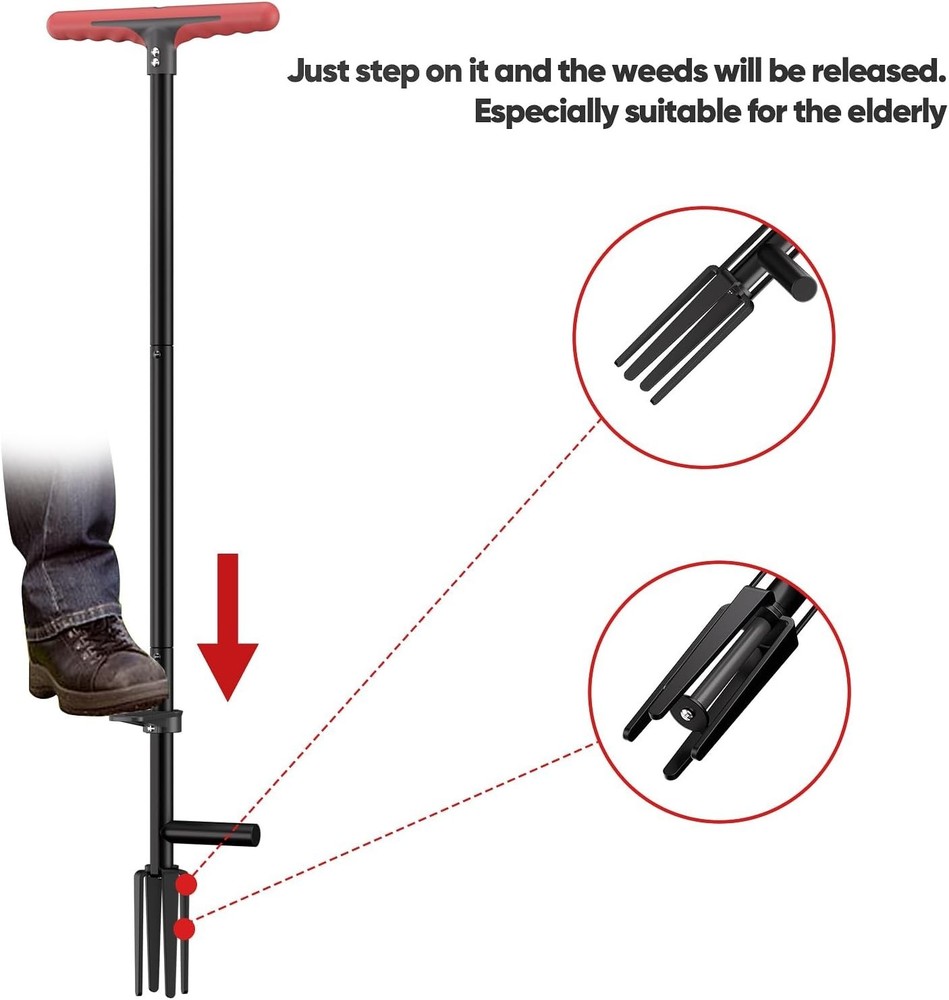 Weed Puller Tool with Long Handle,Effortlessly Remove Roots Without Bending