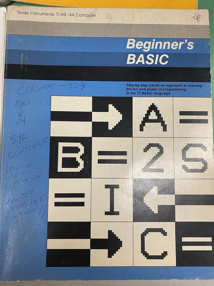 Vintage Texas Instruments TI-99/4A Computer Beginners Basic Book User Guides Etc