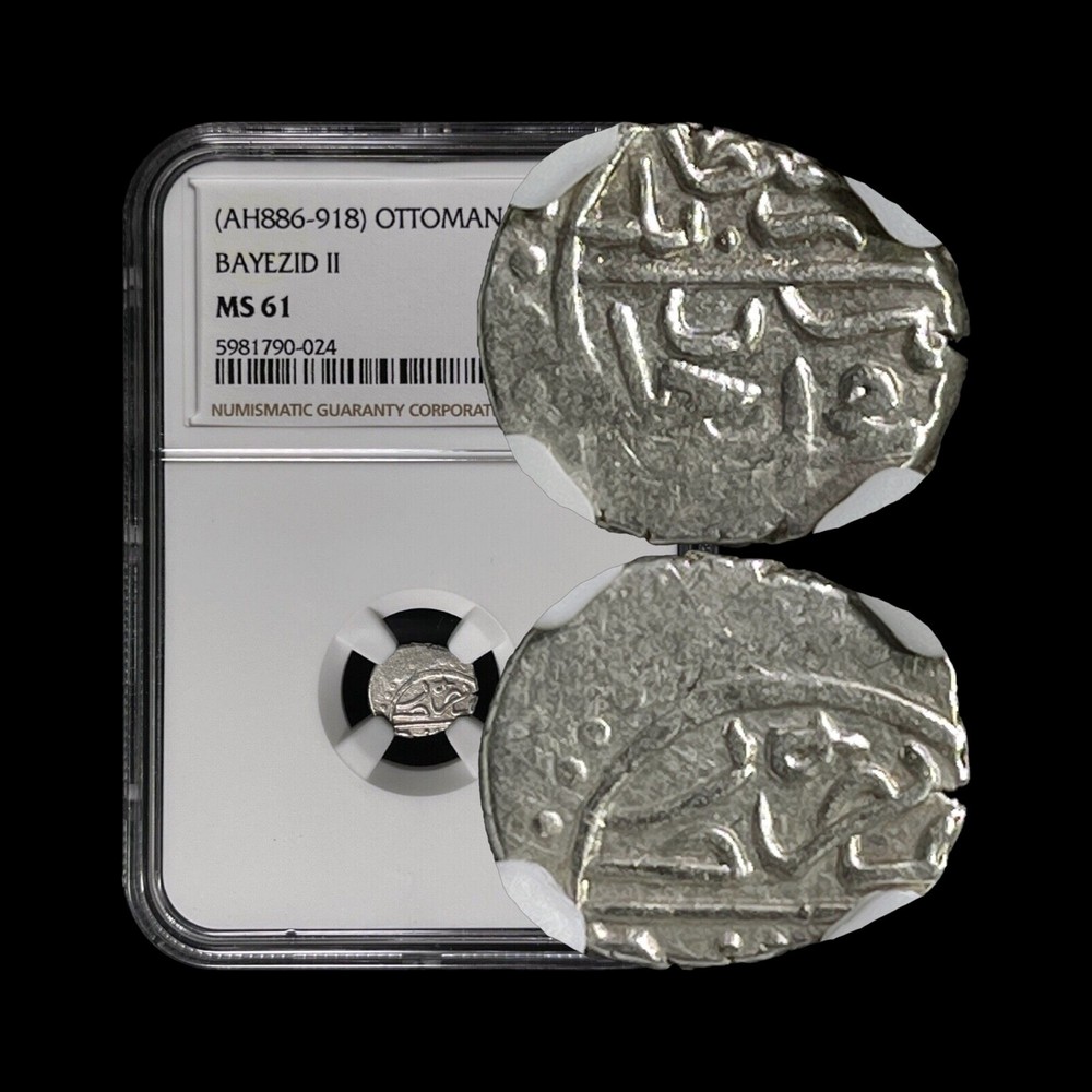 OTTOMAN. 1481, Akce, Silver - NGC MS61 - Bayezid II, Unknown 024