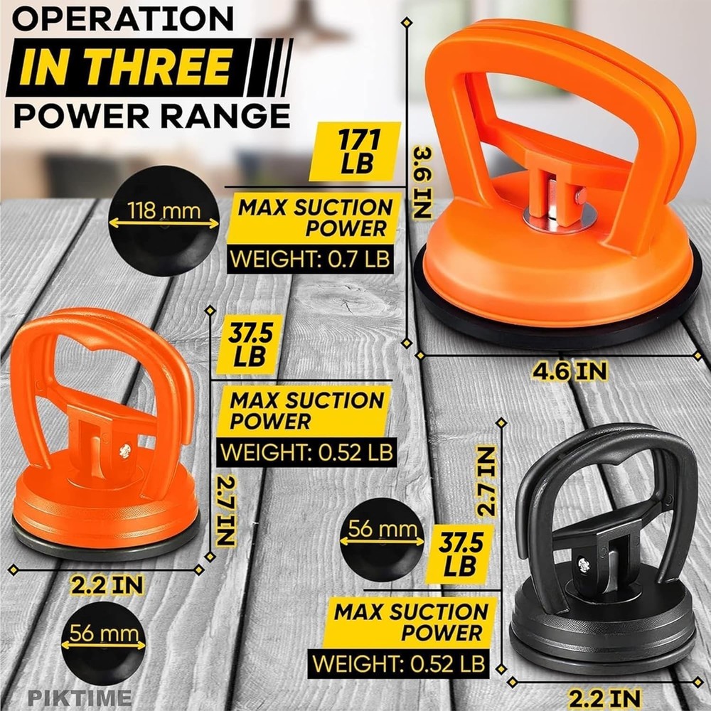3-Piece Car Dent Puller Kit with 172lbs Suction Power - Durable DIY Solution