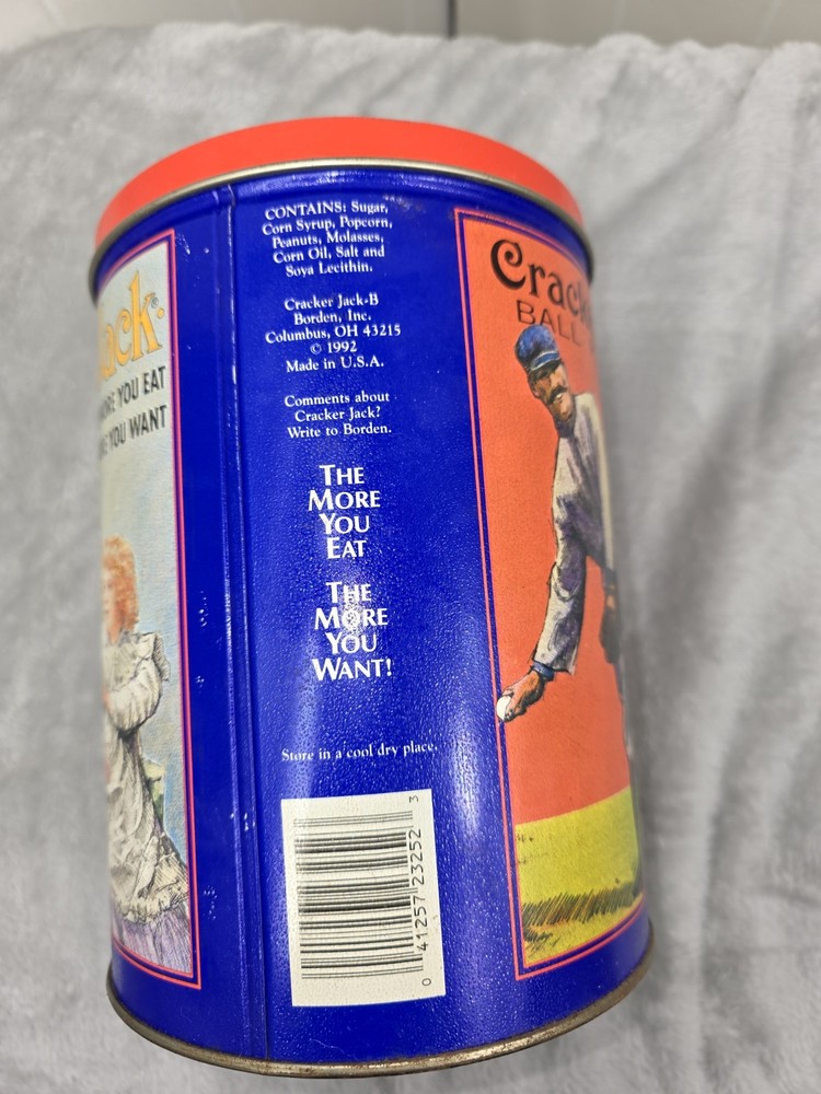 Vintage Pass Around Your Cracker Jack Tin 8" Tall Dated 1992