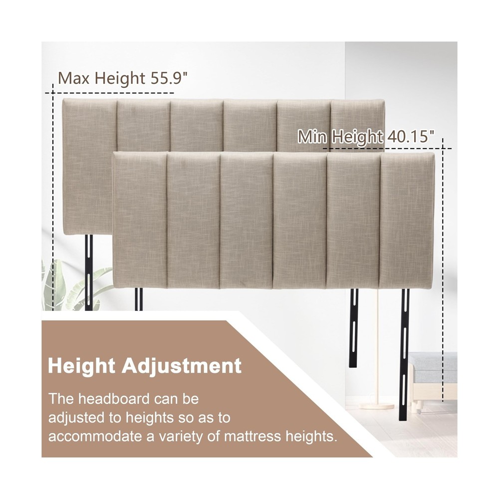 HAOBO Home Upholstered Headboard Foldable King Size Headboards Eastern King/C...