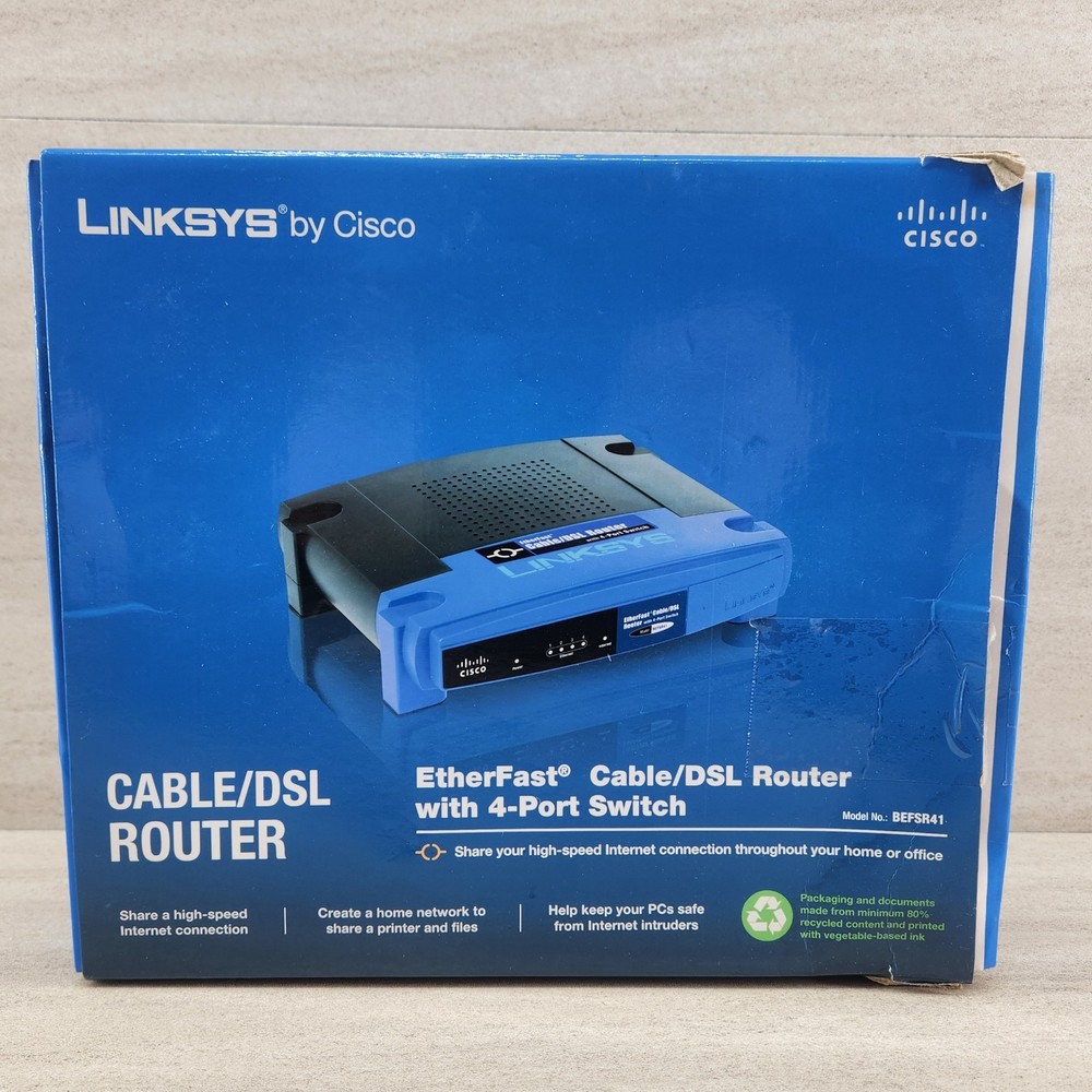 Linksys BEFSR41 EtherFast Cable/DSL Router 4-Port Switch Cisco Wired Networking