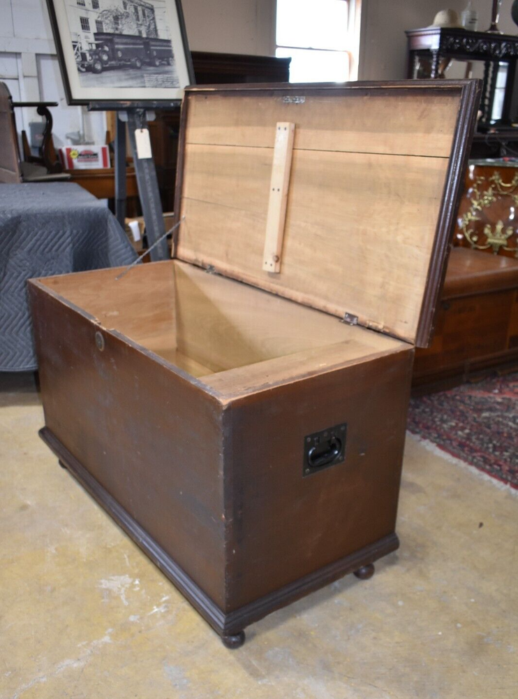 Antique Primitive Blanket Chest, Trunk with Dovetailed Corners