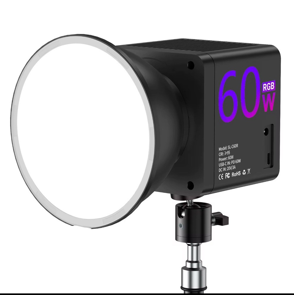 SL-C60R 60W RGB LED Continuous Lighting Unit USB-C Dimmable Studio Light Black
