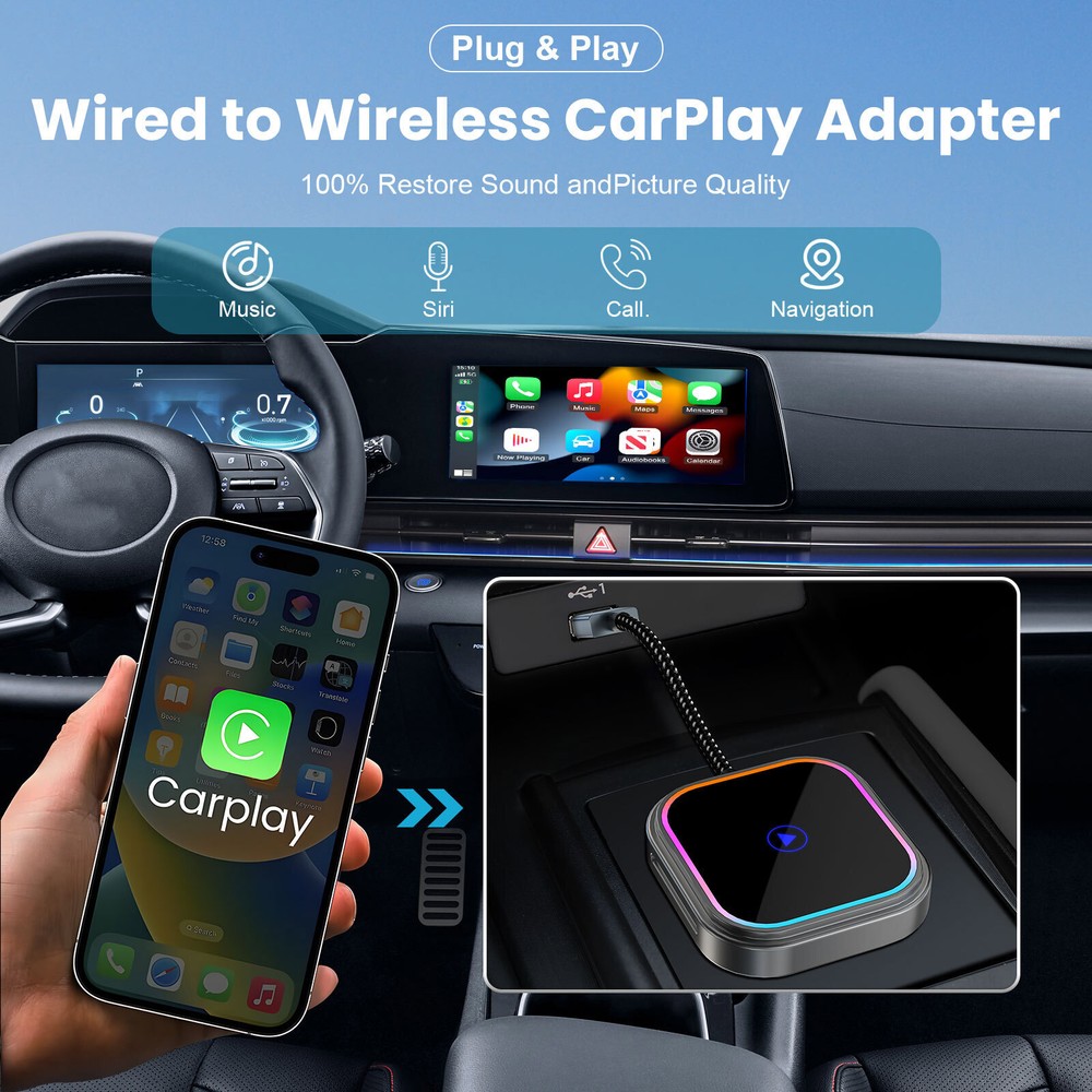 Wireless CarPlay/Android Auto Adapter For Apple Android Wireless Carplay Dongle