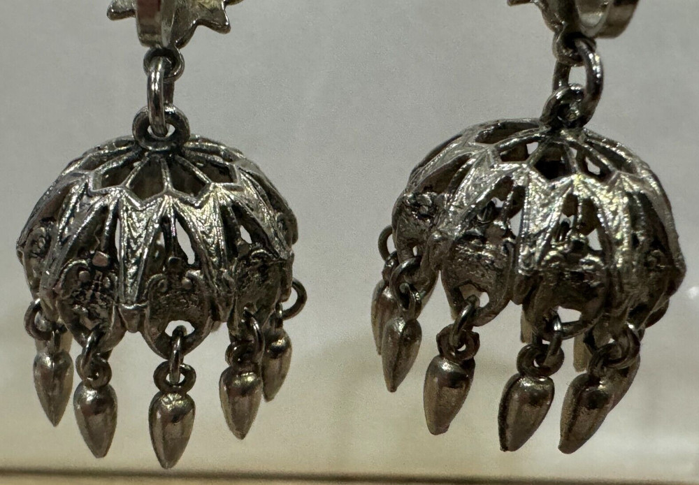 Vintage Silver Chandelier Screw Back Earrings