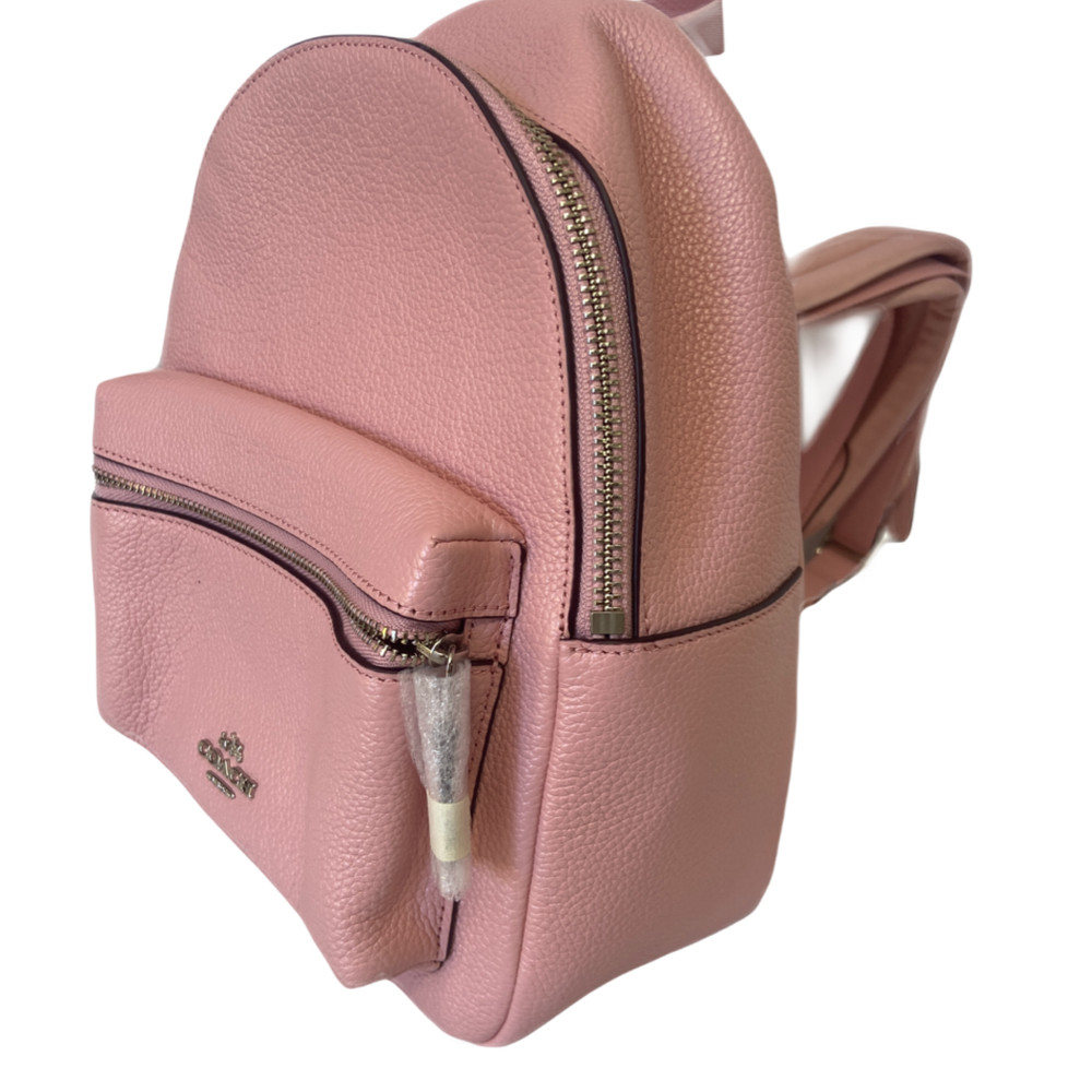 Coach Mini Charlie Backpack Pebble Leather Blush 2