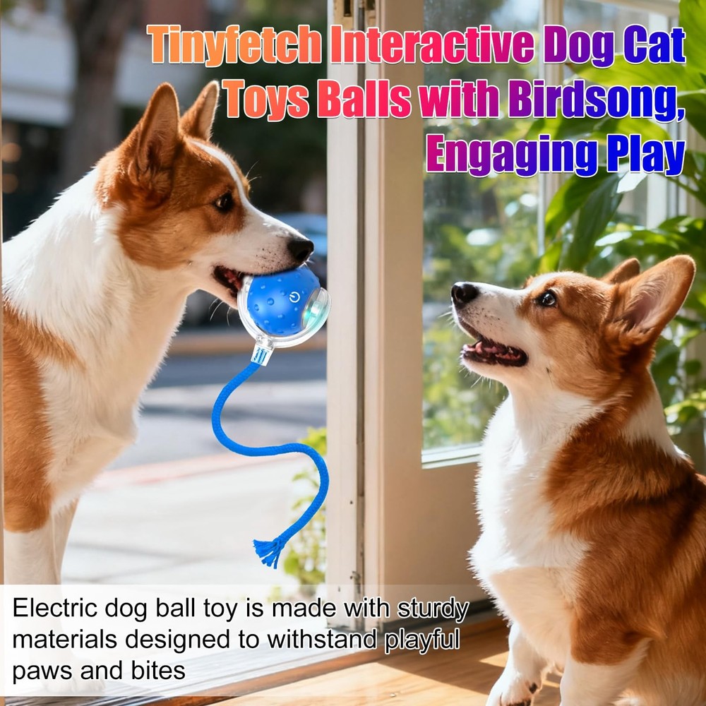 Tiny Fetch Dog Toy, Tinyfetch Interactive Cat Toys Balls with blue
