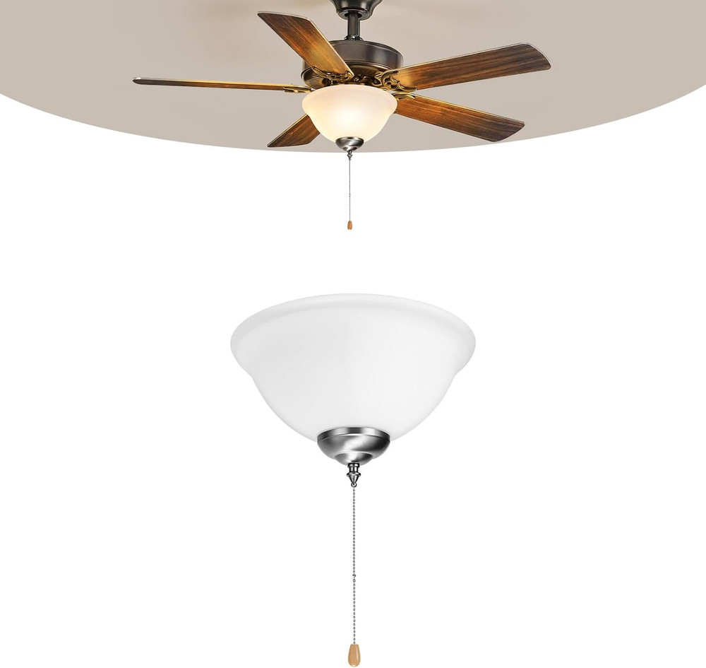 Ceiling Fan Light Kit, 750Lm 3000K Bowl Shaped Fan Light Kit with Pull Chain, 2