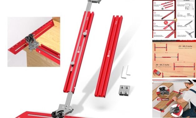 Portable Stair Tread Template Tool, Simple Assembly Stair Measuring Tool, Red
