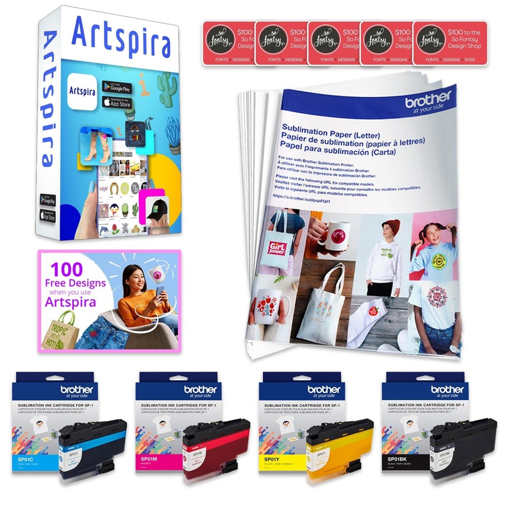 Brother SP-1 Sublimation Printer Bundle with 8-in-1 Heat Press