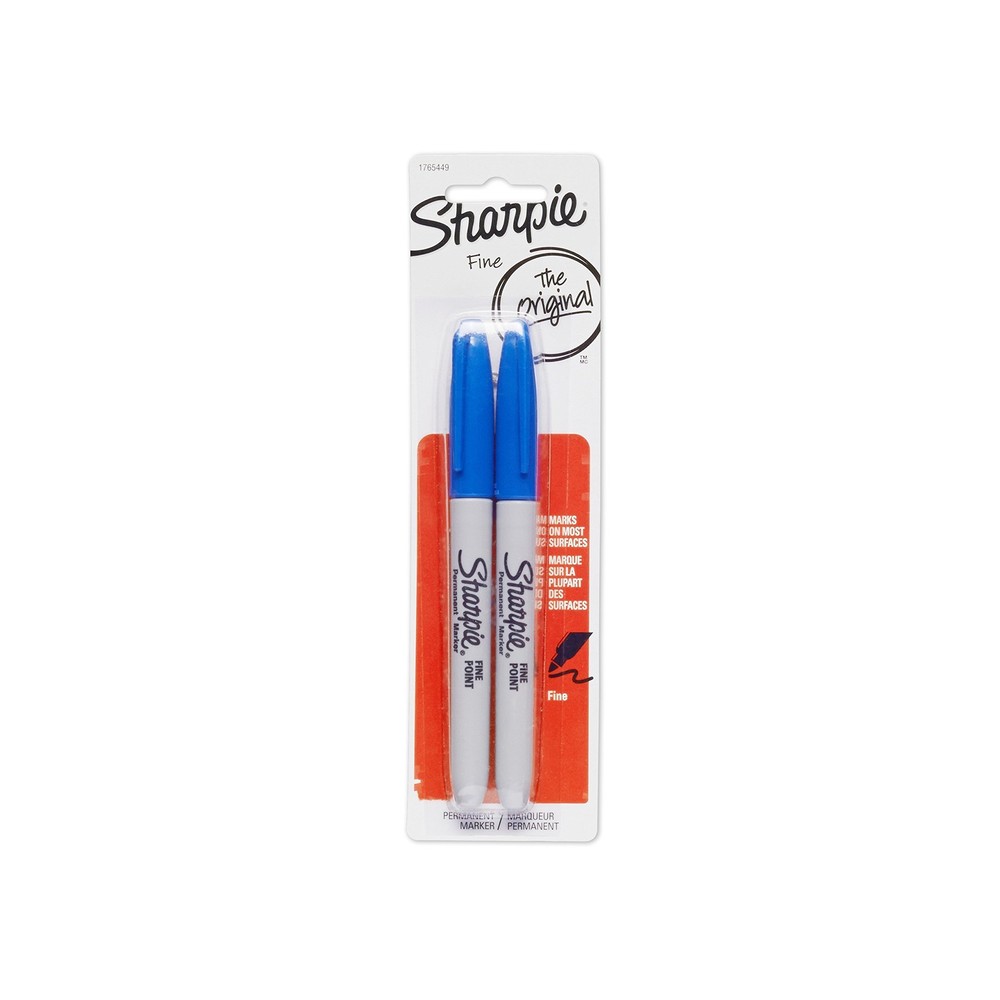 Sharpie Fine Point Permanent Markers 2 Pack Blue Quick Drying Non Toxic Ink