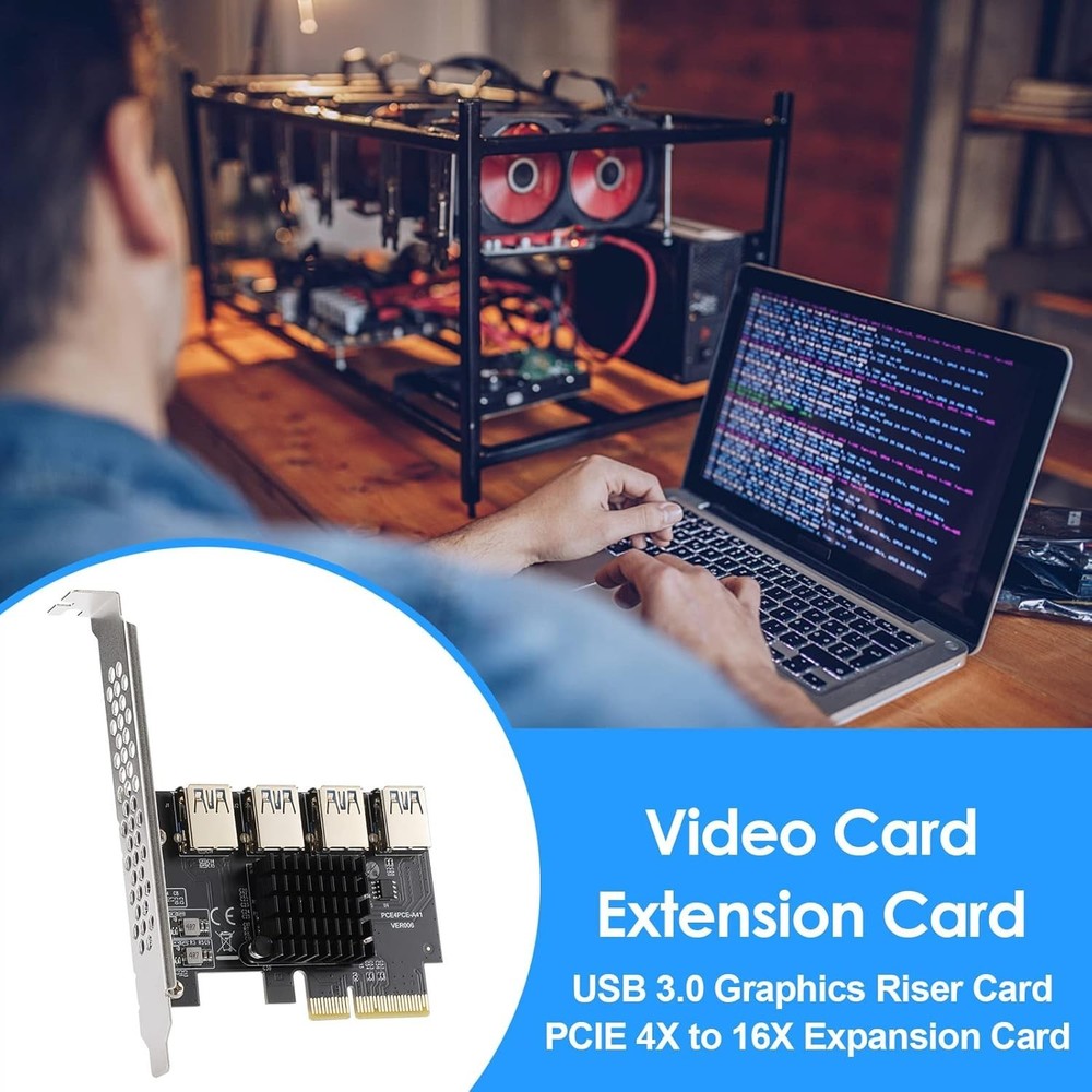 Expand Your GPU Potential with PCI-E 4X to 4 PCIe Riser Card for Superior Mining