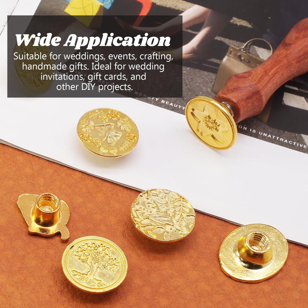 vibedor Wax Seal Stamp Set, 10 Pcs Envelope Kit Light Brown