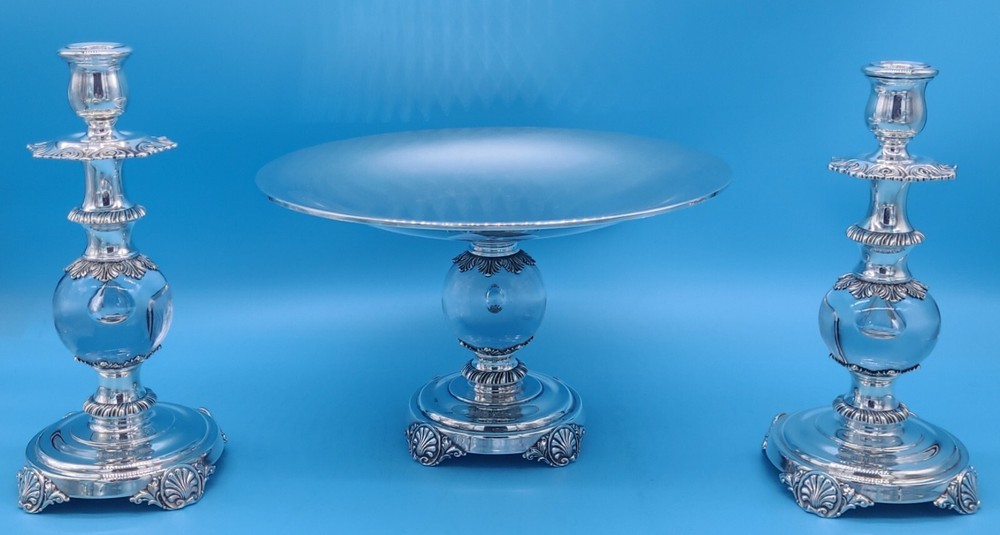QUAKER SILVER CO. STIRLING CASTLE STERLING SILVER TABLE GARNITURE