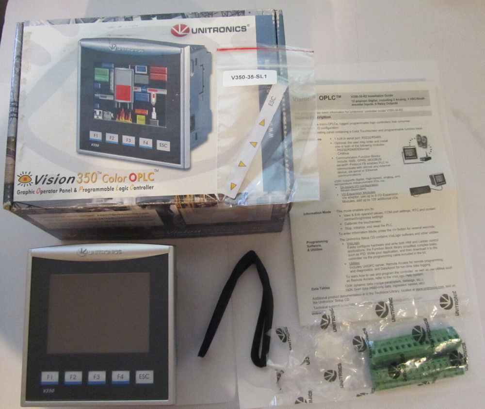 UNITRONICS VISION 350 V350-35-TA24 PROGRAMABLE LOGIC CONTROLLER UNUSED