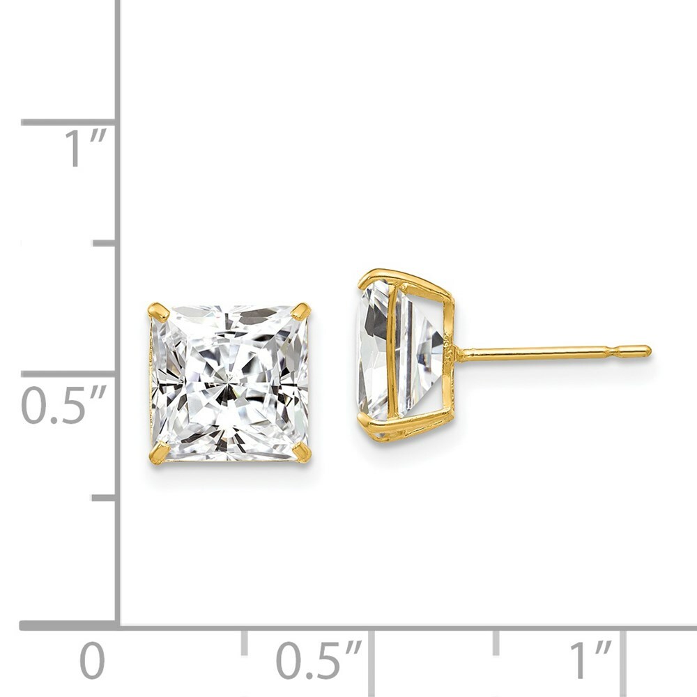 14k 8mm Square CZ Post Earrings