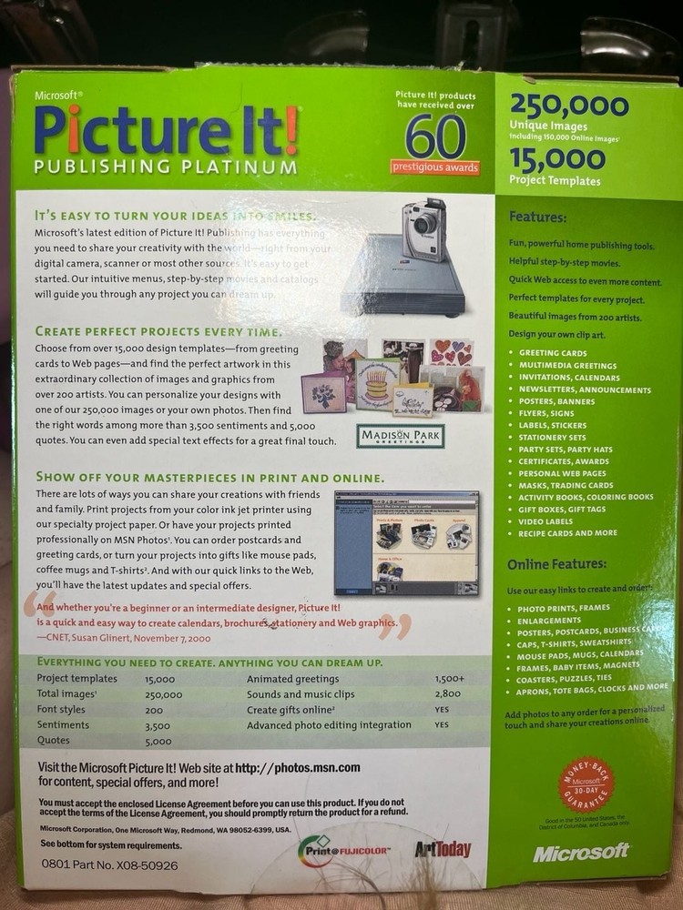 Microsoft Picture It! Publishing Platinum v. 2002 Photo Editing Software Boxed
