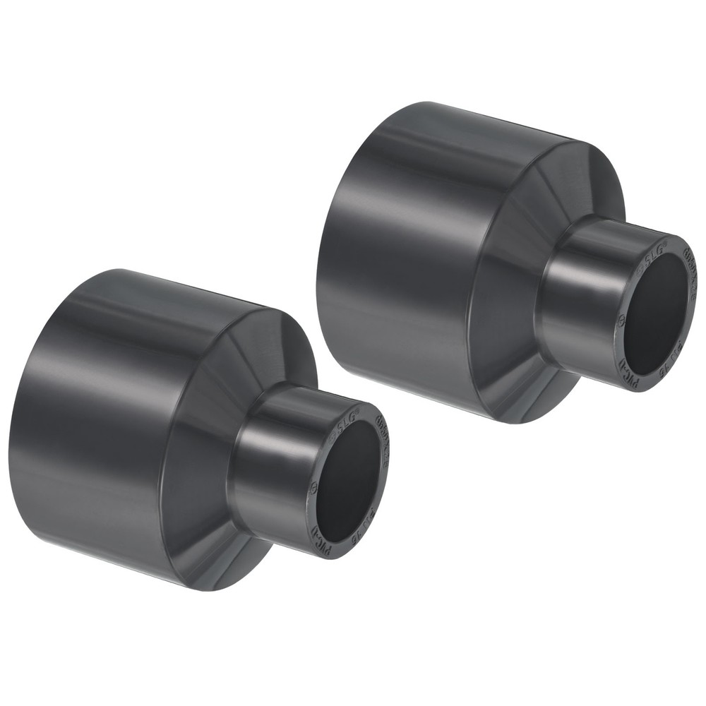 2pcs PVC Reducer Pipe Fitting 2x1" Socket Coupling Adapter Connector, Grey