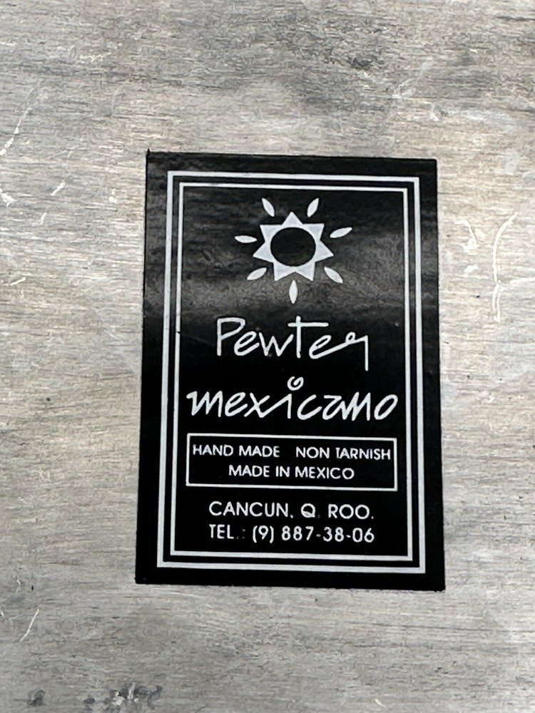 Pewter Mexicano Platter With Ceramic Tile Handle Embellishments