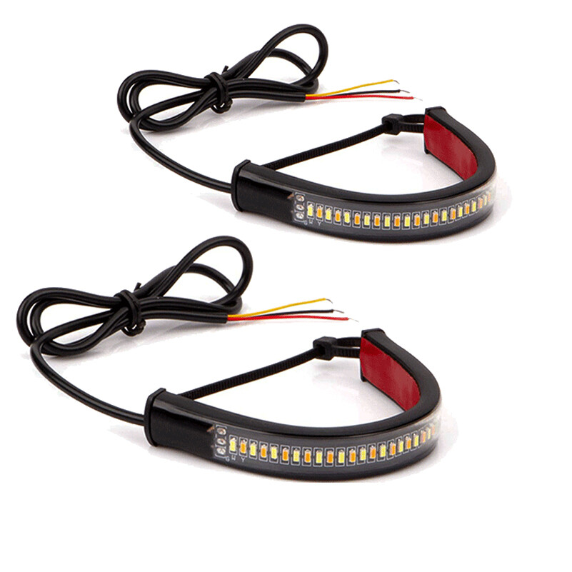 Pair Motorcycle White/Amber Switchback LED Fork Turn Signal DRL Light Strips US
