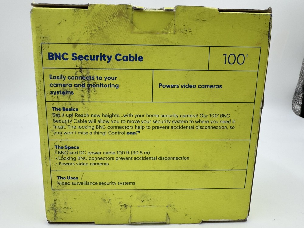 Onn 100 Ft BNC Security Cable **Brand New** For Security Systems