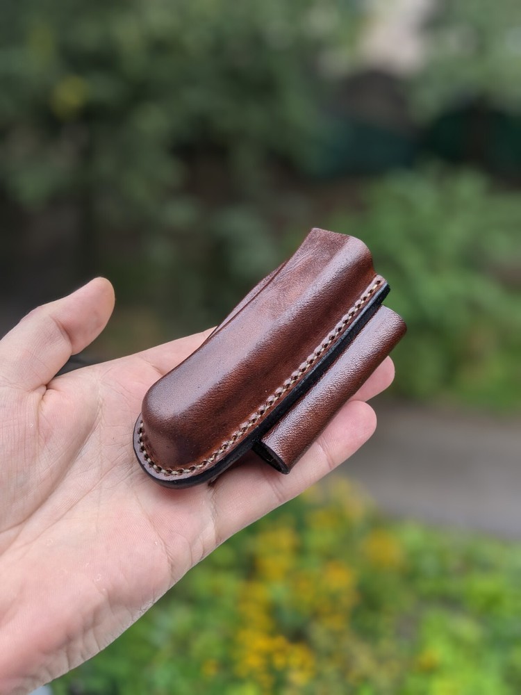 Horizontal scabard leather sheath for buck 110 Folding Hunter