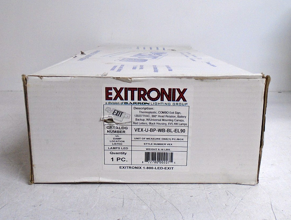NEW Exitronix Emergency Exit & Lighting Fixture | VEX-U-BP-WB-BL-EL9 | Black