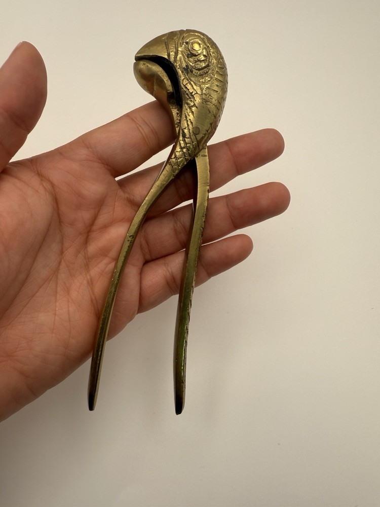 Vintage Solid Brass Parrot Head Nutcracker Nut Cracker Bird 6”