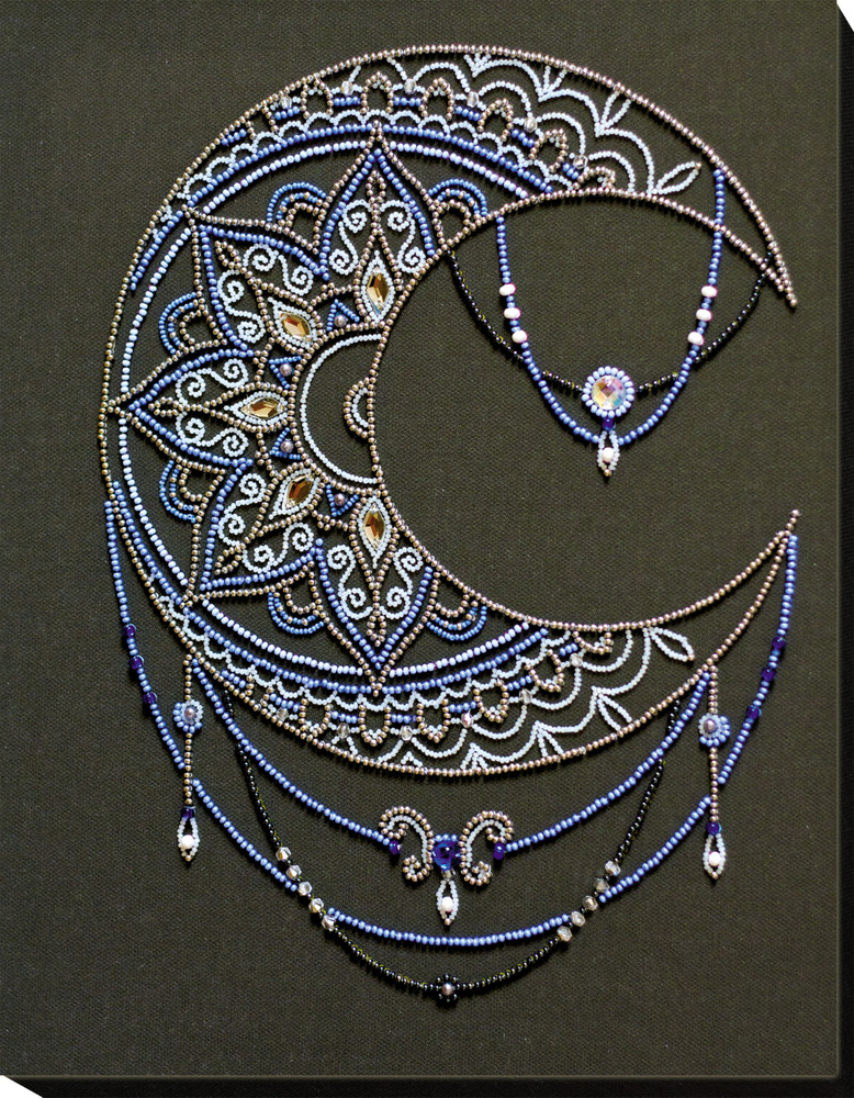 Bead Embroidery Kit DIY "Moon pattern" Beaded Needlepoint Craft Set