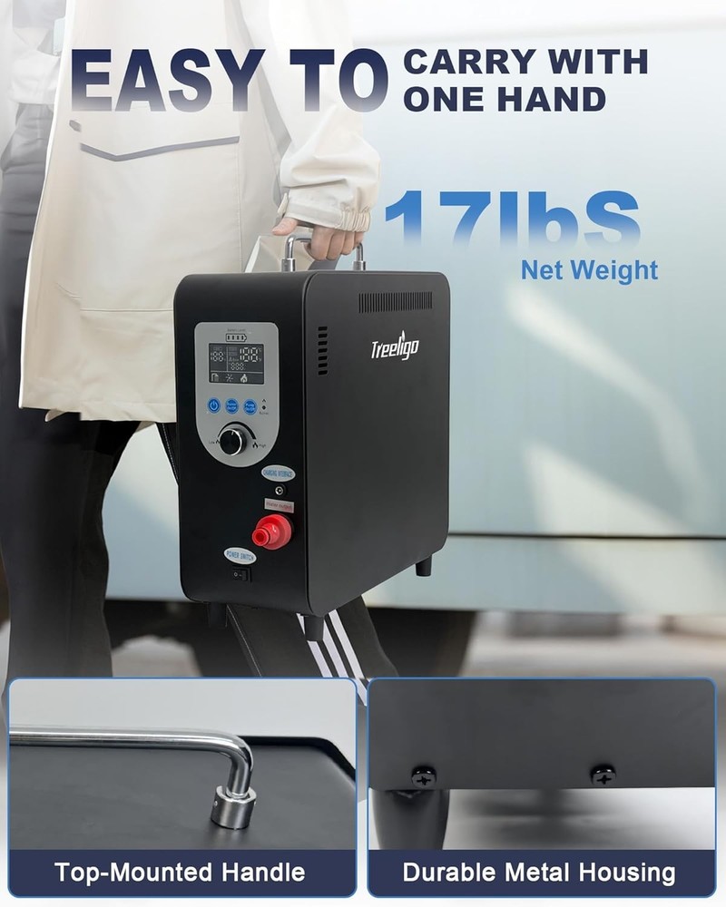 Treeligo Portable Propane Water Heater for Camping Shower Rechargeable Battery