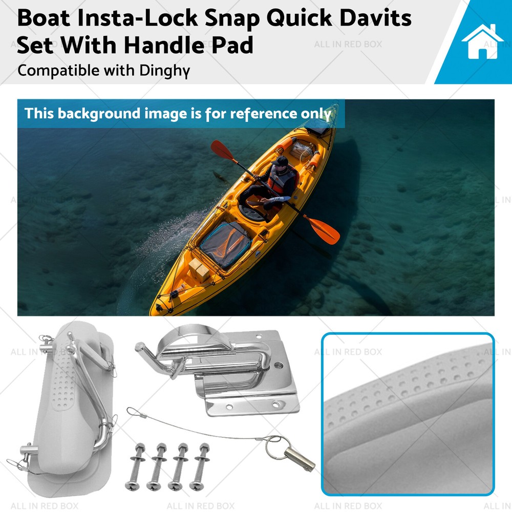 Stainless Steel Boat Insta-Lock Snap Quick Davits Set With Handle Pad