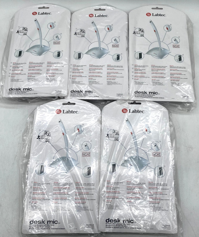 5X NEW LABTEC DESK MIC 534 PC DESKTOP MICROPHONE w/ MUTE SWITCH
