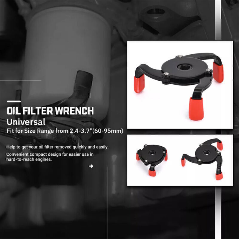 Universal Car 3 Jaws Oil Filter Wrench Adjustable Spanner Remover Removal Tool!