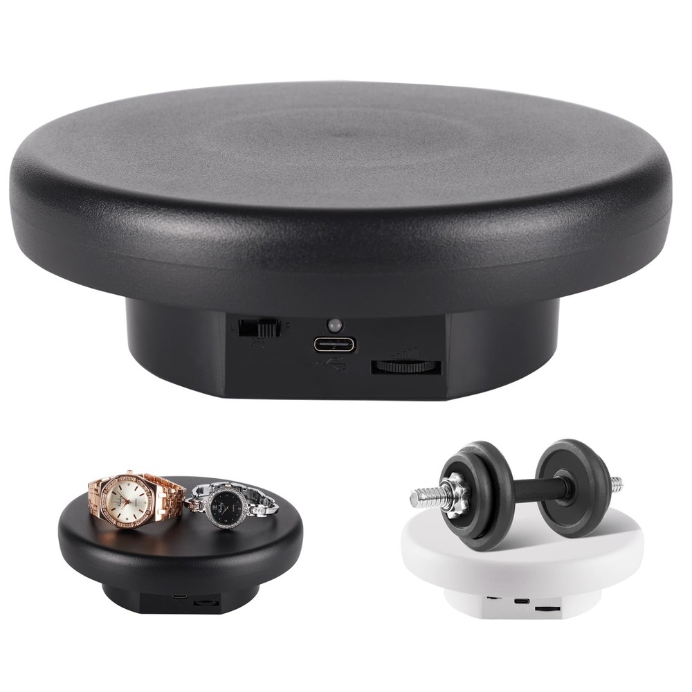 360° Rotating Platform with -Cable, 6.3in / 15lb Motorized Rotating Display f...