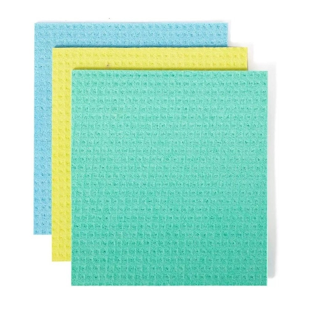 Full Circle Reusable Cellulose Sponge Clothes, 3 Pack