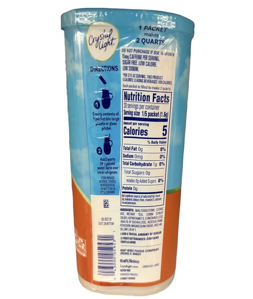Crystal Light Sweet Tea Drink Mix 2.2 oz 5 Pitcher Packets Each