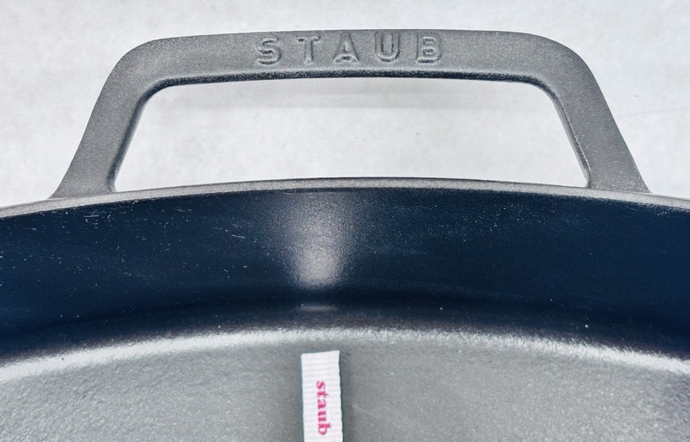 Staub Cast Iron Roasting Pan 15x10 Enamel Base Graphite Rectangular Roaster