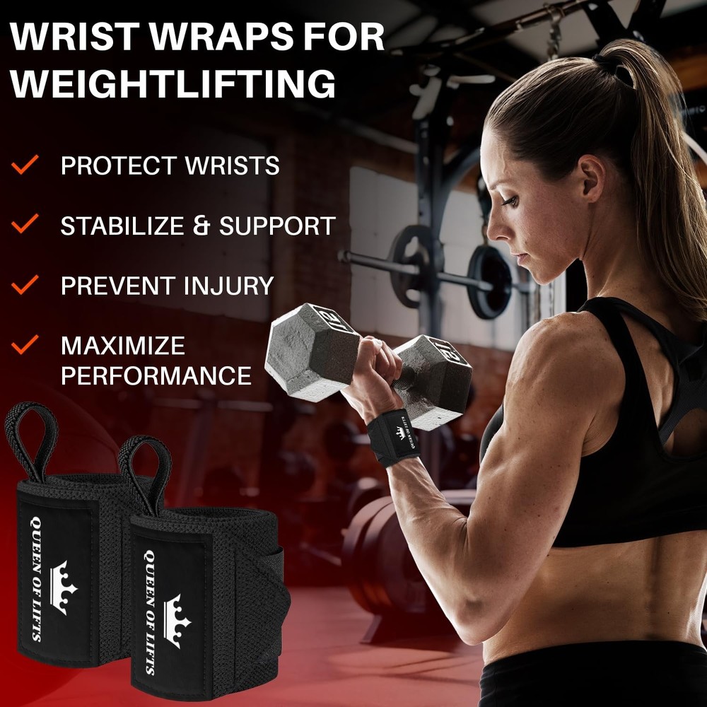 HeavyDuty Weightlifting Wrist Wraps with Thumb Loop for Powerlifting & Training