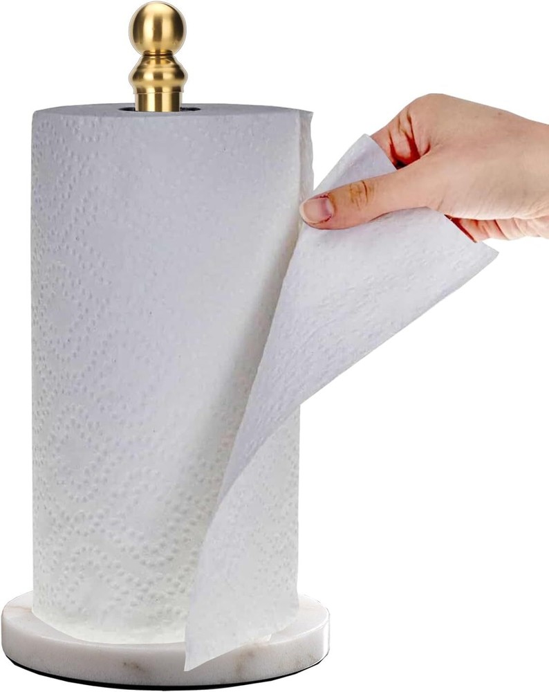 Kitchen Bathroom Vertical Paper Towel Roll Holder with Weighted Base