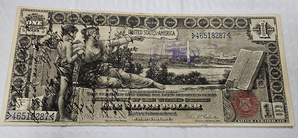 1896 1 Dollar Silver Certificate Educational Note AA421