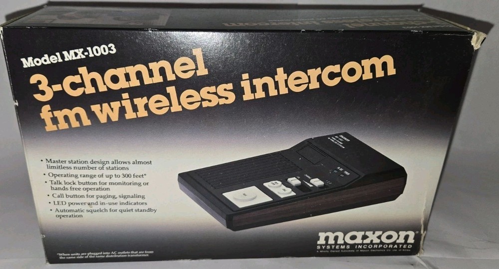 Vintage Maxon Mx-1003 3 Channel FM Wireless Intercom