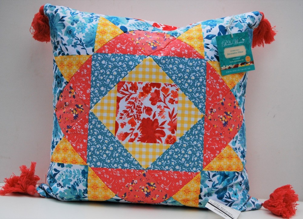 "Patchwork Medley" Pioneer Women Square Decorative Throw Pillow