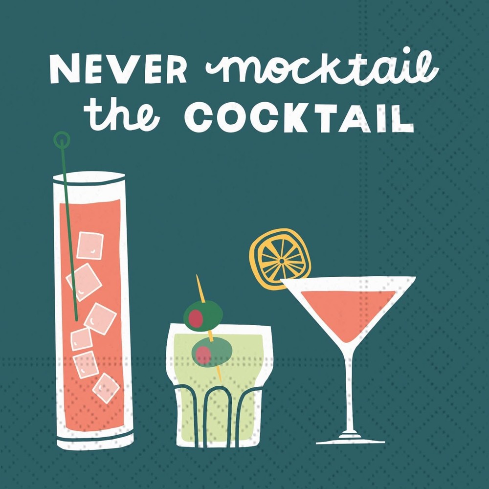 Never Mocktail Napkin-Cocktail 5-Inch Multicolor 20 Sheets