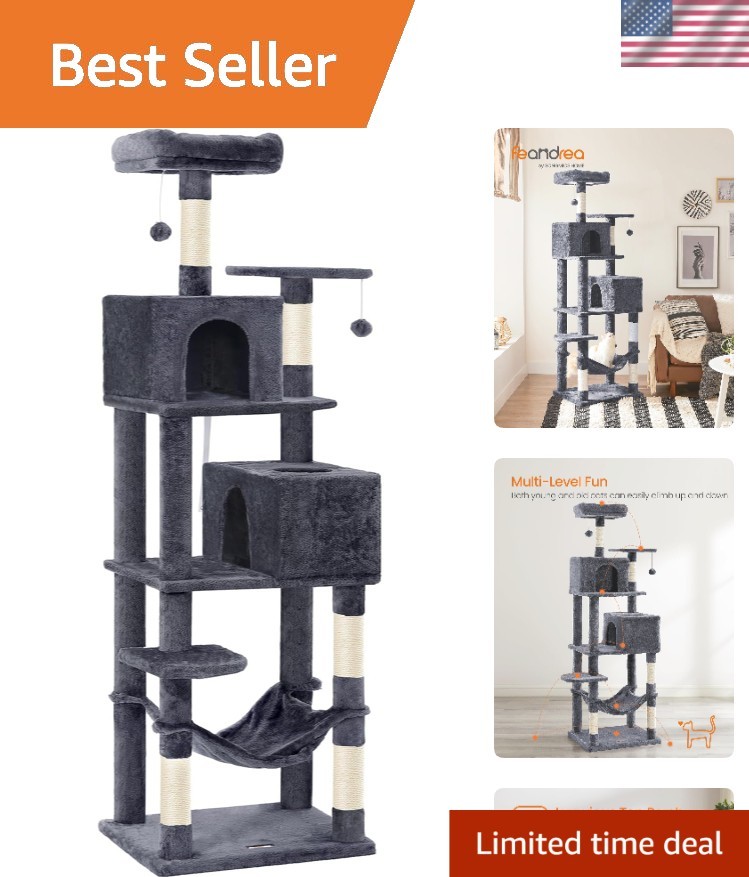 Sturdy Multi-Level Cat Tree with Dual Perches and Scratching Posts - 73.2-Inch