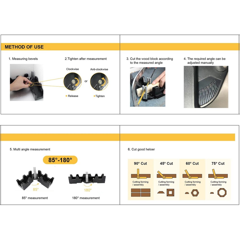 2-in-1 Mitre Measuring Cutting Tool, Miter Saw Protractor Tool, Precise Mitre...
