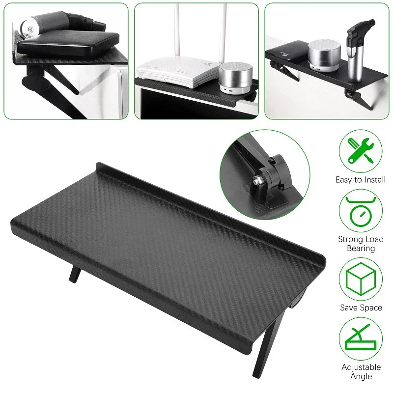 TV Computer Screen Set-Top Shelf, Desktop Storage Organizer, Adjustable Bracket
