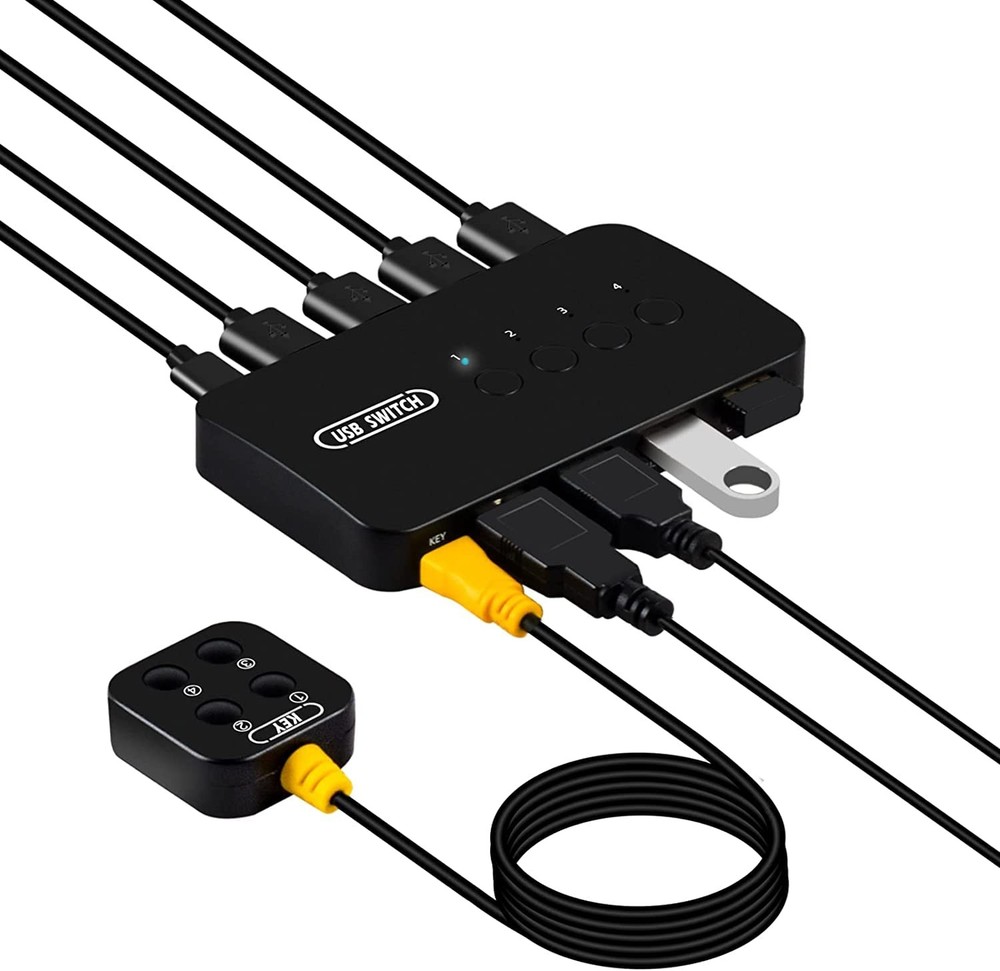 USB Switch 4 in 4 Out, USB Switcher Selector 4 Port for 4 Computer Share 4 De...
